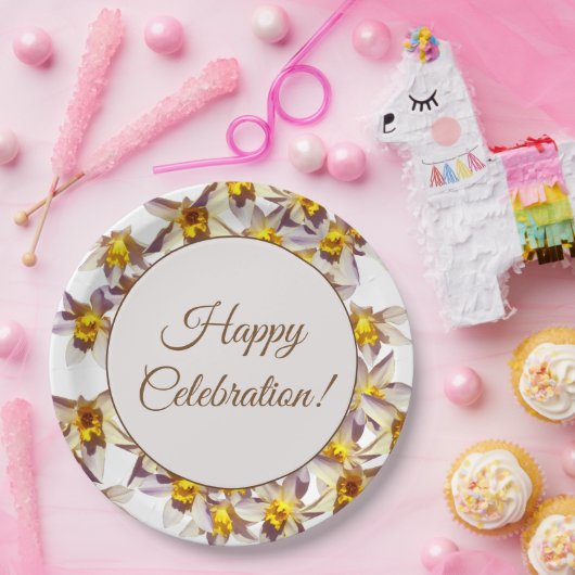 Assiettes En Carton Belles Daffodils Fleurs Plaques de papier personna (Fête)