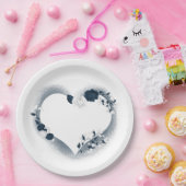 Assiettes En Carton Belles fleurs blanches et marines (Fête)