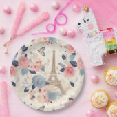 Assiettes En Carton Belles Fleurs et Tour Eiffel Paris (Fête)