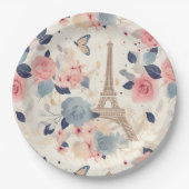 Assiettes En Carton Belles Fleurs et Tour Eiffel Paris (Devant)