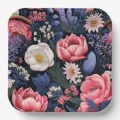 Assiettes En Carton Belles fleurs, motif coloré, (Recto)