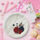 Assiettes En Carton Belles fleurs rouges et marines botaniques (Fête)