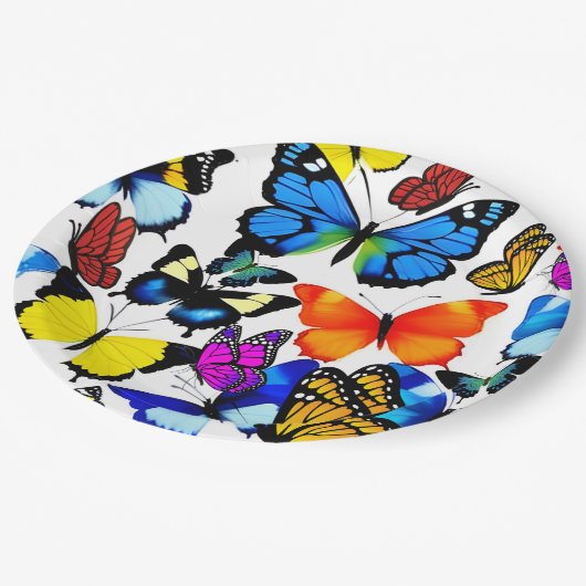Assiettes En Carton Belles papillons (Angle)