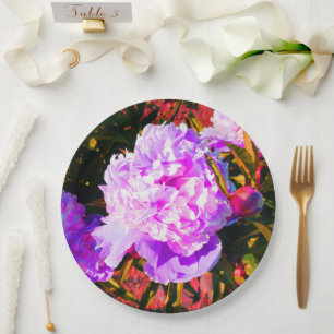 Assiettes En Carton Belles Pivoines Roses Rondes