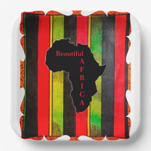 Assiettes En Carton Belles plaques de papier Carré Afrique (Recto)