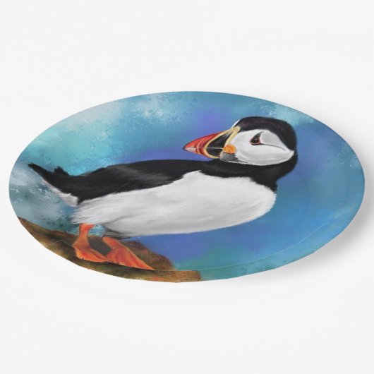 Assiettes En Carton Belles Plaques en papier de macareux de l'Atlantiq (Angle)