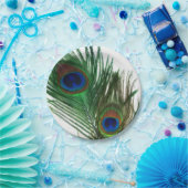 Assiettes En Carton Belles plumes blanches de paon (Fête)