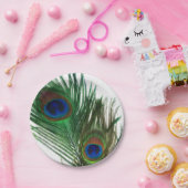 Assiettes En Carton Belles plumes blanches de paon (Fête)