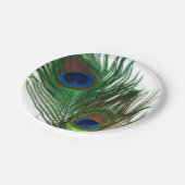 Assiettes En Carton Belles plumes blanches de paon (Angle)