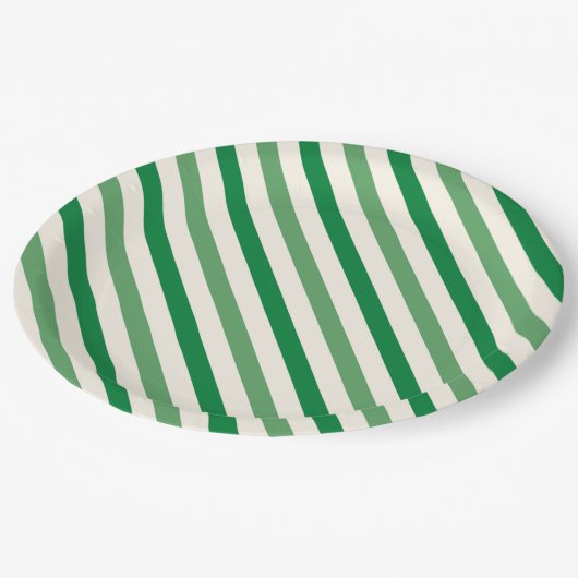 Assiettes En Carton Belles rayures verdoyantes Simple fête d'anniversa (Angle)