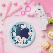 Assiettes En Carton Belles tourterelles blanches (Fête)