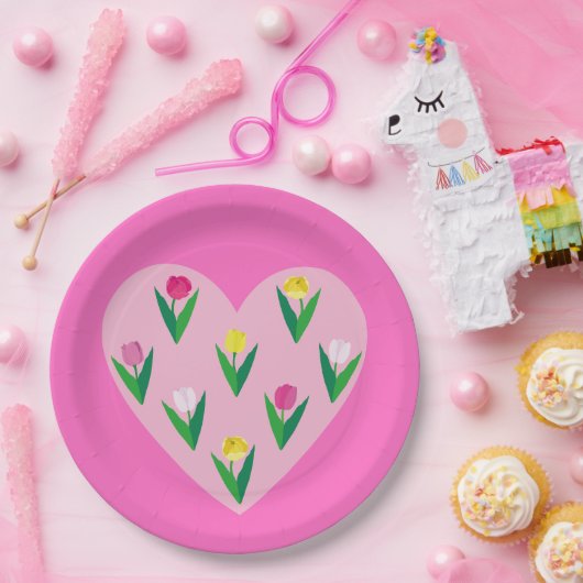 Assiettes En Carton Belles tulipes. (Fête)