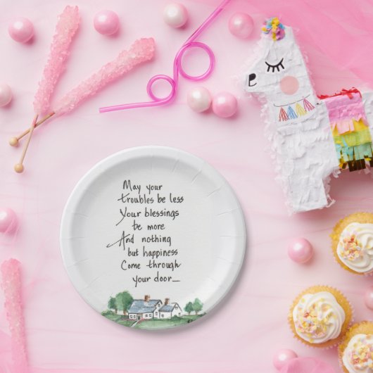 Assiettes En Carton Bénédiction "Que tous vos problèmes soient moins"  (Fête)