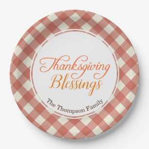 Assiettes En Carton Bénédiction Thanksgiving Custom Nom de famille Dîn