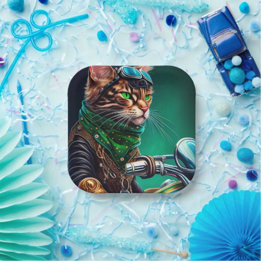 Assiettes En Carton Bengal Chat conduire vélo St. Patrick's Day (Fête)