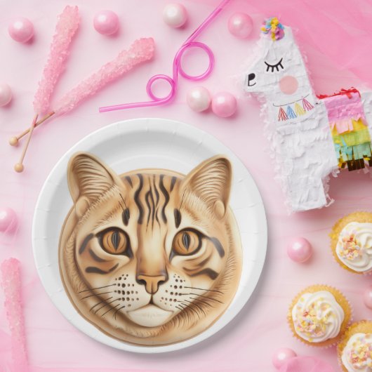Assiettes En Carton Bengale Chat 3D inspiré (Fête)