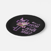 Assiettes En Carton Béni par Dieu sauvé par Jésus Croix Florale pourpr (Angle)