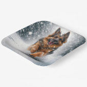 Assiettes En Carton Berger Allemand Courant Dans La Neige (Angulaire)