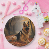 Assiettes En Carton Berger allemand en automne Feuilles automne Inspir (Fête)