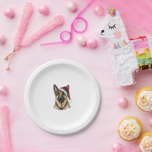 Assiettes En Carton Berger allemand Père Noël Chien Noël (Fête)