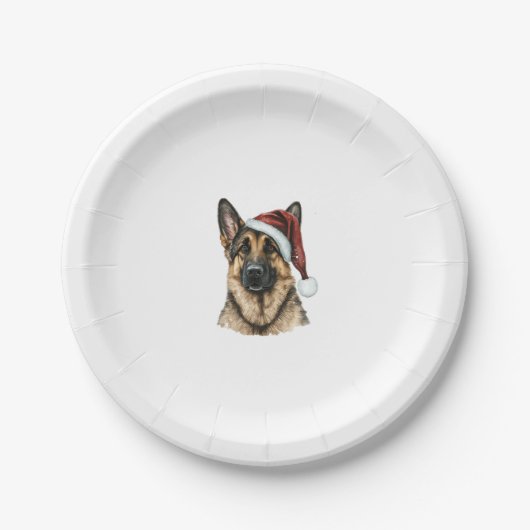 Assiettes En Carton Berger allemand Père Noël Chien Noël (Devant)