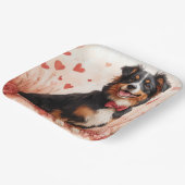 Assiettes En Carton Berger australien avec Rose - Saint Valentin (Angulaire)