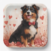 Assiettes En Carton Berger australien avec Rose - Saint Valentin (Recto)