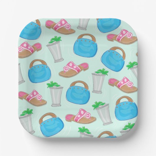Assiettes En Carton Bermuda Sac Sandals Mint Julep Preppy (Recto)
