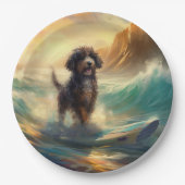 Assiettes En Carton Bernedoodle Beach Surf Peinture (Devant)