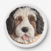 Assiettes En Carton Bernedoodle Chien 3D inspiré (Devant)