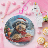 Assiettes En Carton Bernedoodle Chien dans la corniche Laisser neiger (Fête)