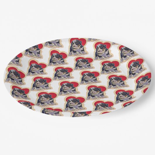 Assiettes En Carton Bernedoodle noir mignon (Angle)