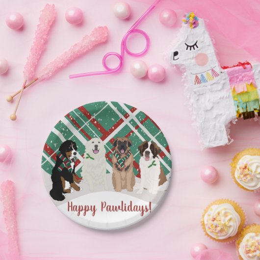 Assiettes En Carton Bernese Leonberger Pyrénées St Bernard Noël (Fête)