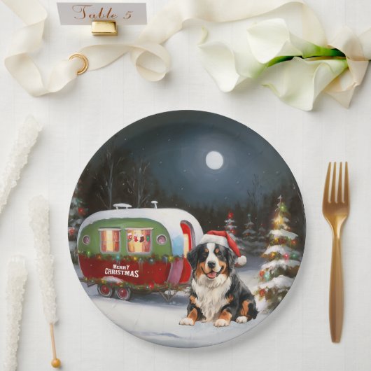 Assiettes En Carton Bernese Mountain Caravan Christmas Adventure (Mariage)
