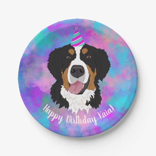Assiettes En Carton Bernese Mountain Dog Anniversaire  (Devant)