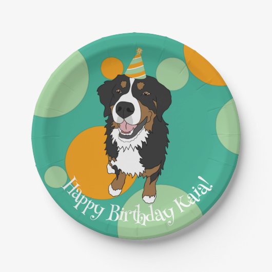 Assiettes En Carton Bernese Mountain Dog Anniversaire (Devant)