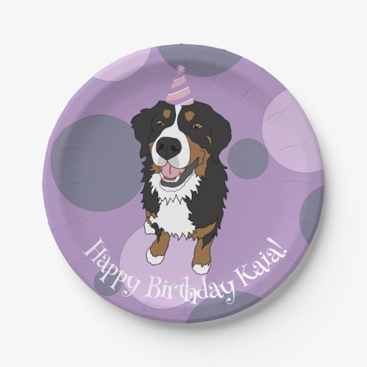 Assiettes En Carton Bernese Mountain Dog Anniversaire (Devant)