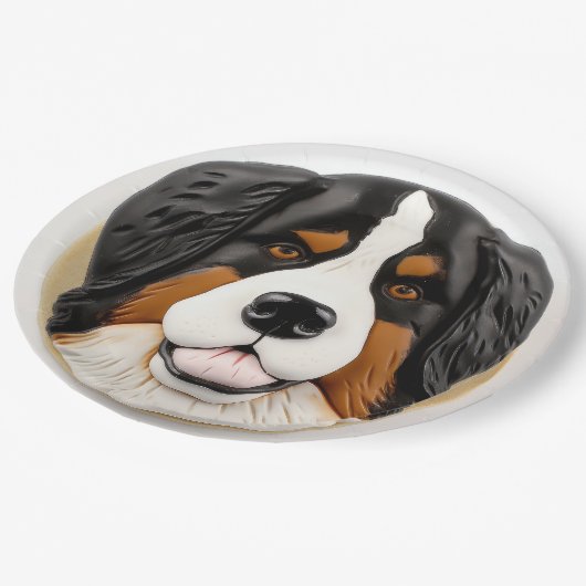 Assiettes En Carton Bernois Mountain Dog 3D inspiré (Angle)