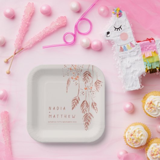 Assiettes En Carton Berries à herbe croisée mariage en terre cuite mar (Fête)