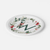 Assiettes En Carton Berries d'hiver Monogramme W Plaque en papier (Angle)