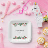 Assiettes En Carton Berries d'hiver Pine Cône Mariage de verdure (Fête)