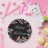 Assiettes En Carton Berries rouges et Feuilles blancs Black Holiday Pa (Fête)