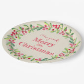 Assiettes En Carton Berries vertes élégantes Noël (Angle)