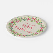 Assiettes En Carton Berries vertes élégantes Noël (Angle)