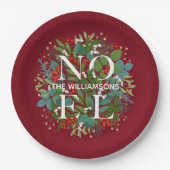 Assiettes En Carton Berries vertes NOEL Noël Rouge (Devant)