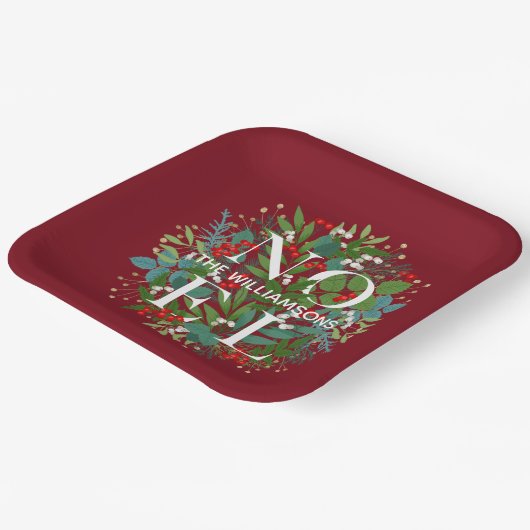 Assiettes En Carton Berries vertes NOEL Noël Rouge (Angulaire)