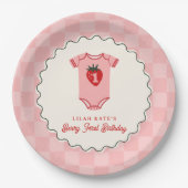 Assiettes En Carton Berry 1er Anniversaire Chemise fraise tableau (Devant)