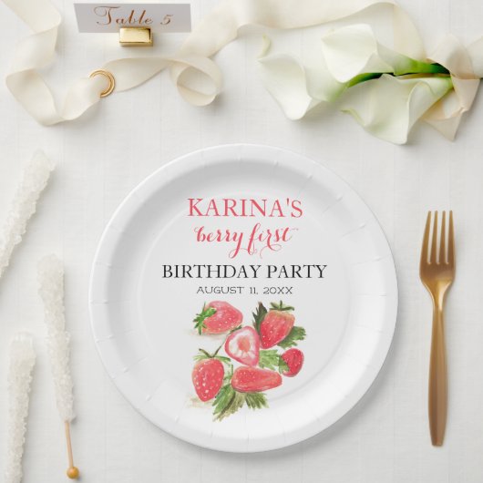 Assiettes En Carton Berry 1er Anniversaire Fraise fraise été (Mariage)