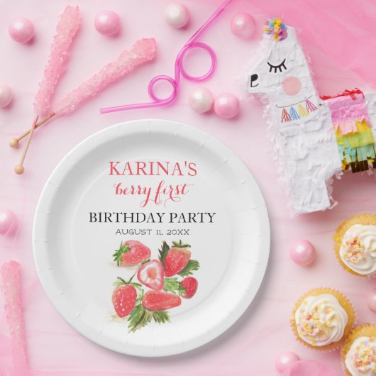 Assiettes En Carton Berry 1er Anniversaire Fraise fraise été (Fête)