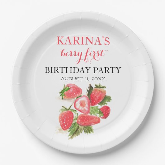 Assiettes En Carton Berry 1er Anniversaire Fraise fraise été (Devant)